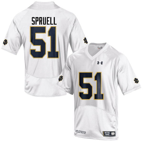 Men's NCAA Notre Dame Fighting Irish #51 Devyn Spruell Stitched College Under Armour Authentic White Football Jersey CW10Q75LH